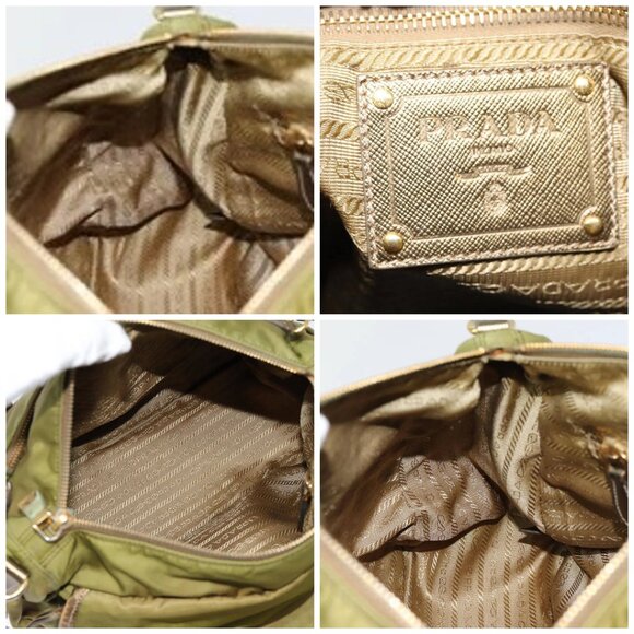 PRADA Shoulder Bag Nylon Khaki Gold Auth - Picture 14 of 16